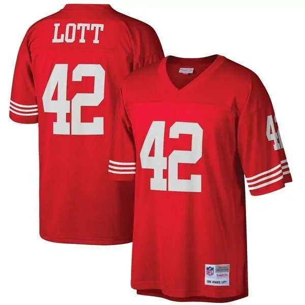 Ronnie Lott 42 49ers Jersey Red Men Authentic White Retired