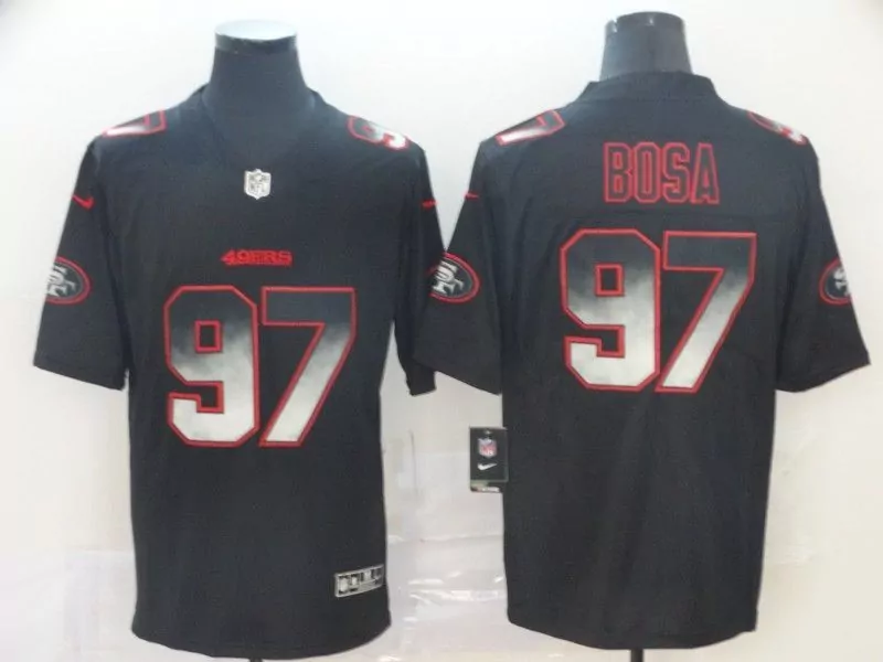 Nick Bosa 97 49ERS Jersey Black Men Standard Red Silver Vapor