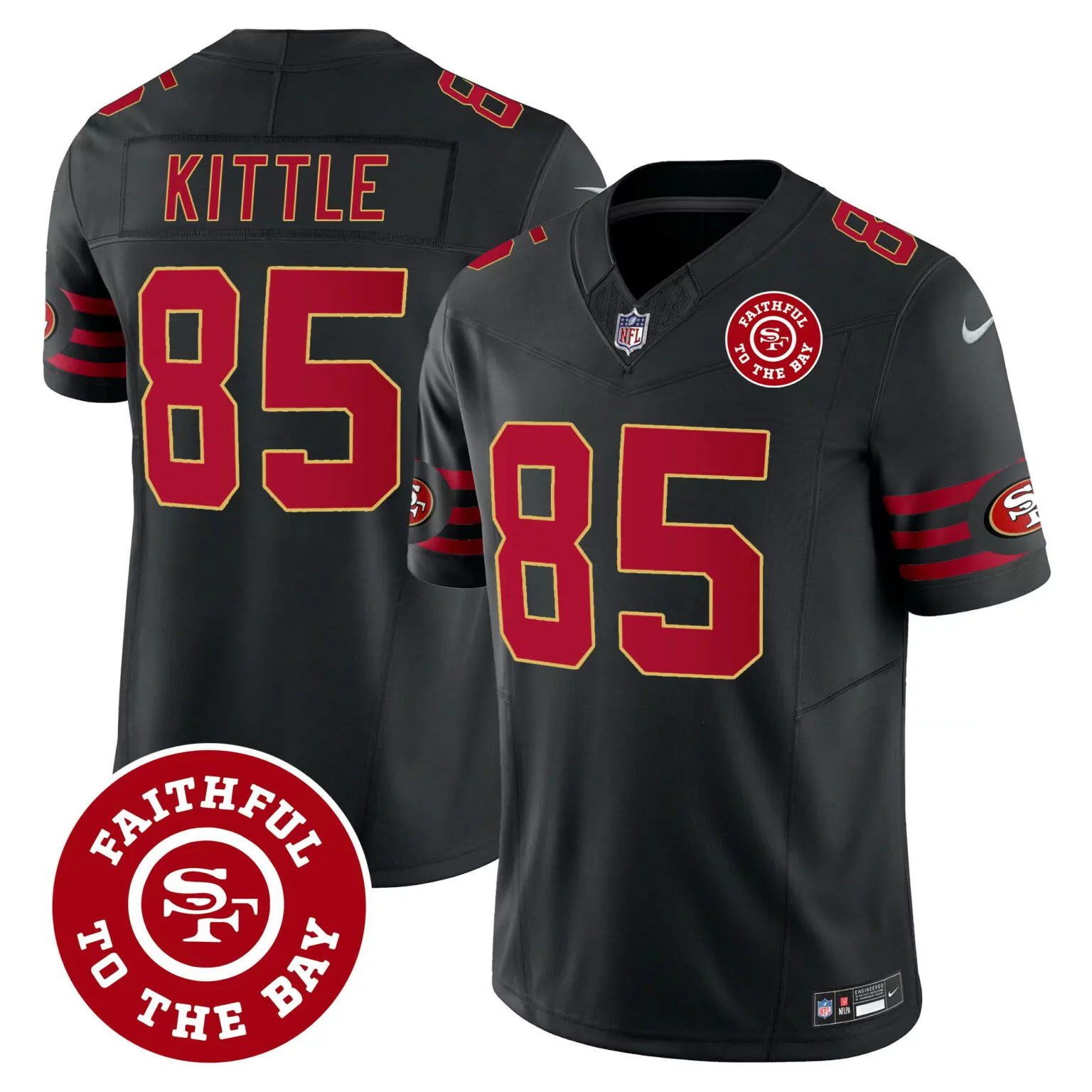 George Kittle 85 Jersey Black San Francisco 49ers Faithful To Bay Men Player Red