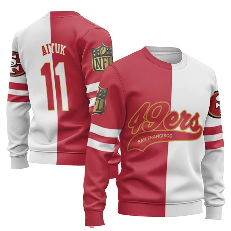 Brandon Aiyuk 11 Jersey Red San Francisco 49ers Men Split Design White Cool Base