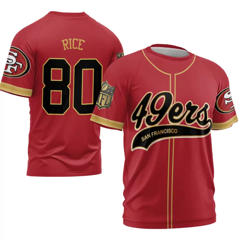 Jerry Rice 80 San Francisco 49ers Jersey Red Standard Men Gold Cool Base Limited