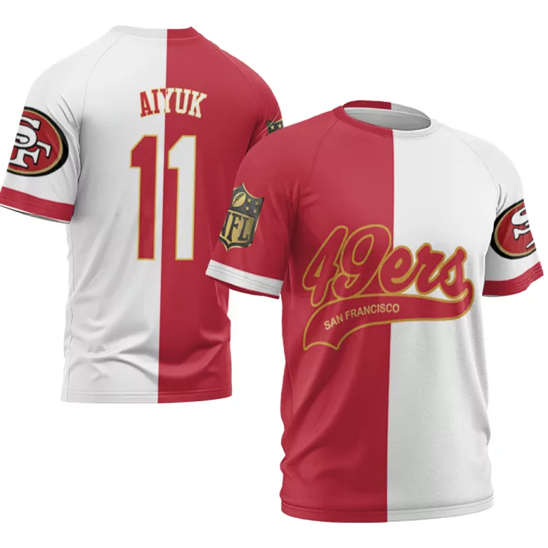 Brandon Aiyuk 11 49ers Jersey Red Men Split Design White Cool Base Limited V2