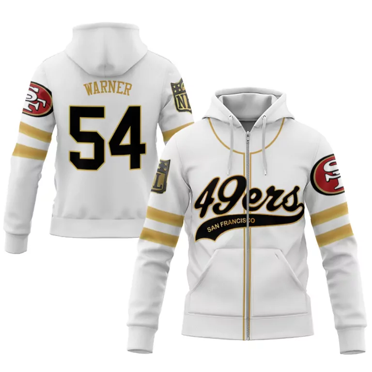 Fred Warner 54 Jersey White San Francisco 49ers Hoodie Gold Black Cool Base Limited