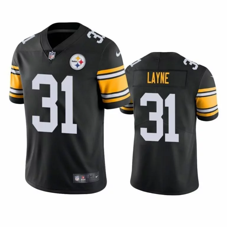 Raheem Layne 31 Jersey Black Pittsburgh Steelers Men Yellow Vapor