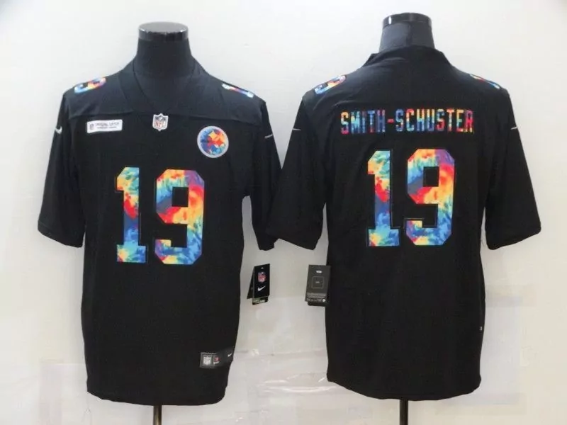 Juju Smith 19 Steelers Jersey Black Tie-dye Men Inverted Custom Design Vapor