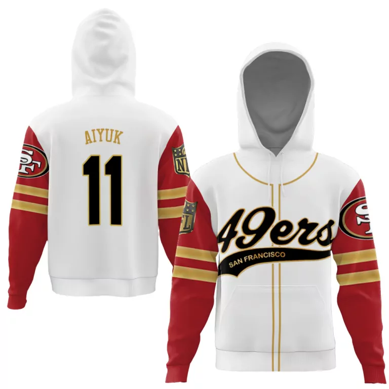 Brandon Aiyuk 11 Jersey White San Francisco 49ers 2023 Men Hoodie Red Gold Cool Base