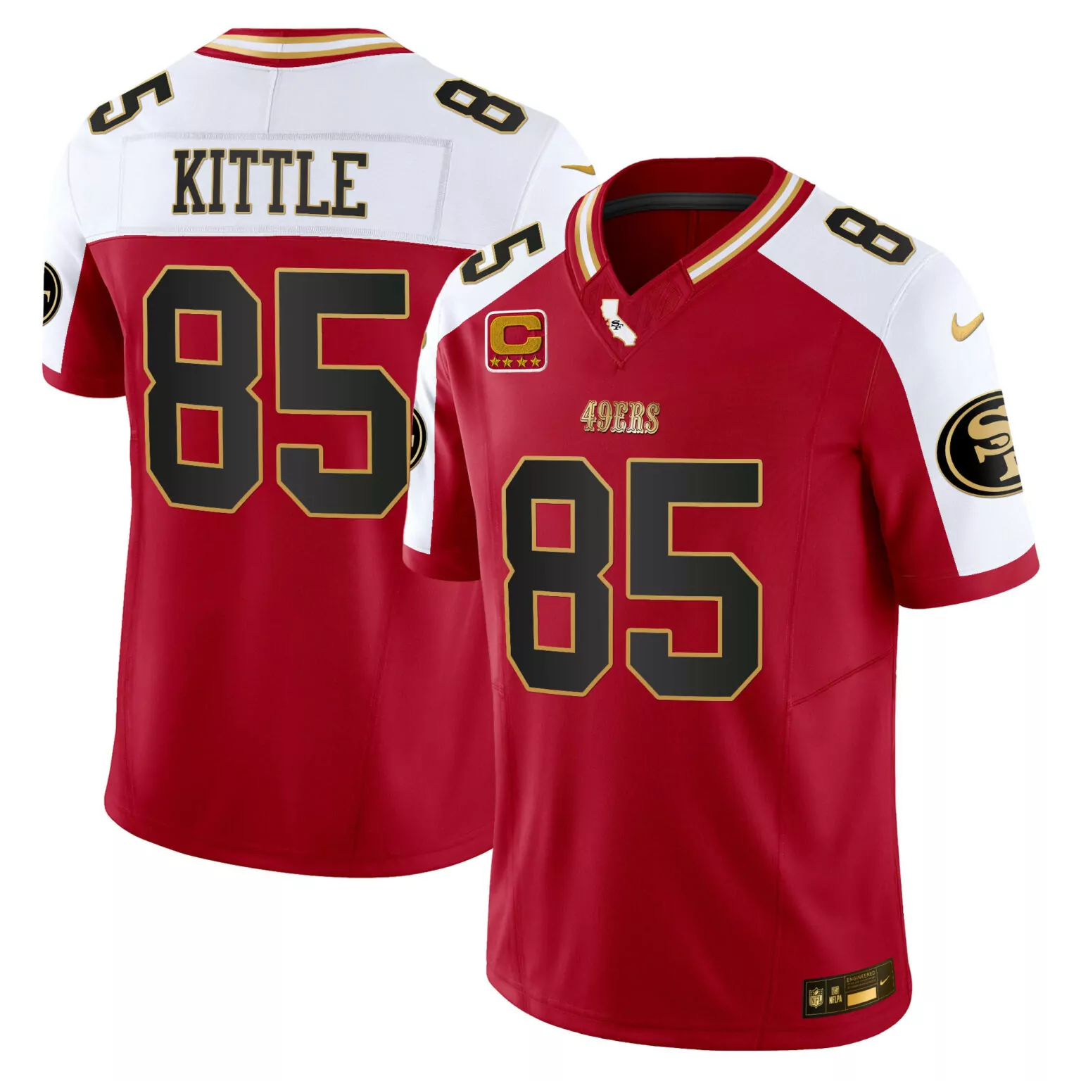 George Kittle 85 49ERS Jersey Red NFC Championship Nflpa Men White Gold Black Alternate