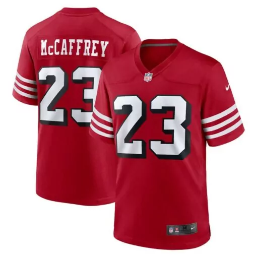 Christian Mccaffrey 23 Jersey Red San Francisco 49ers Men NFL White Black Alternate