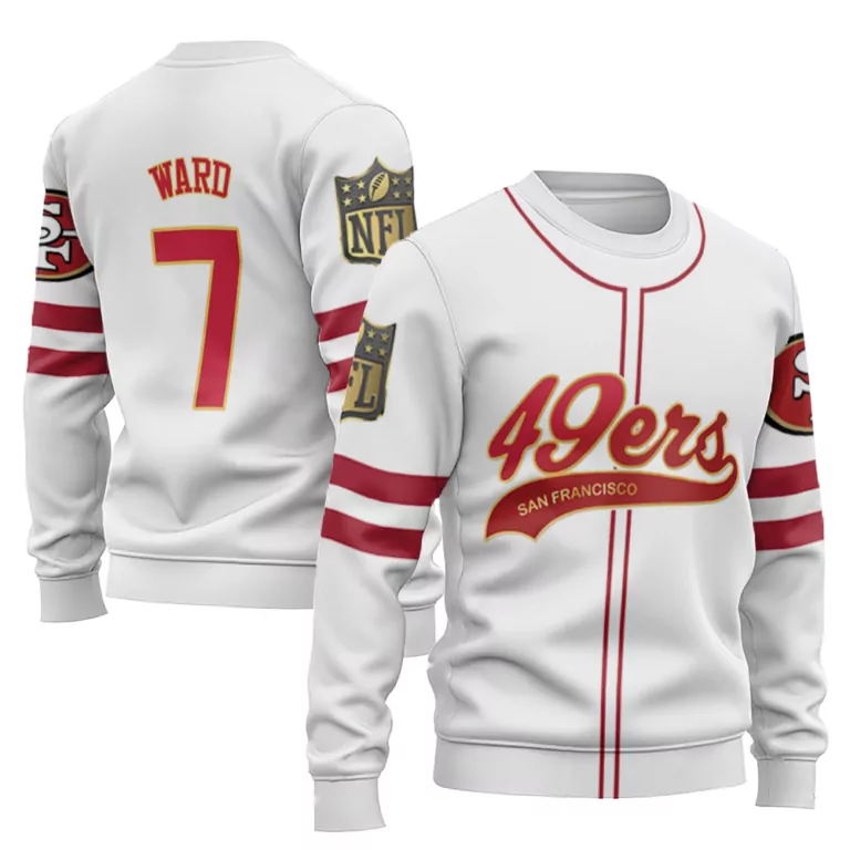 Jimmie Ward 7 San Francisco 49ers Jersey White Men Red Gold Cool Base Limited