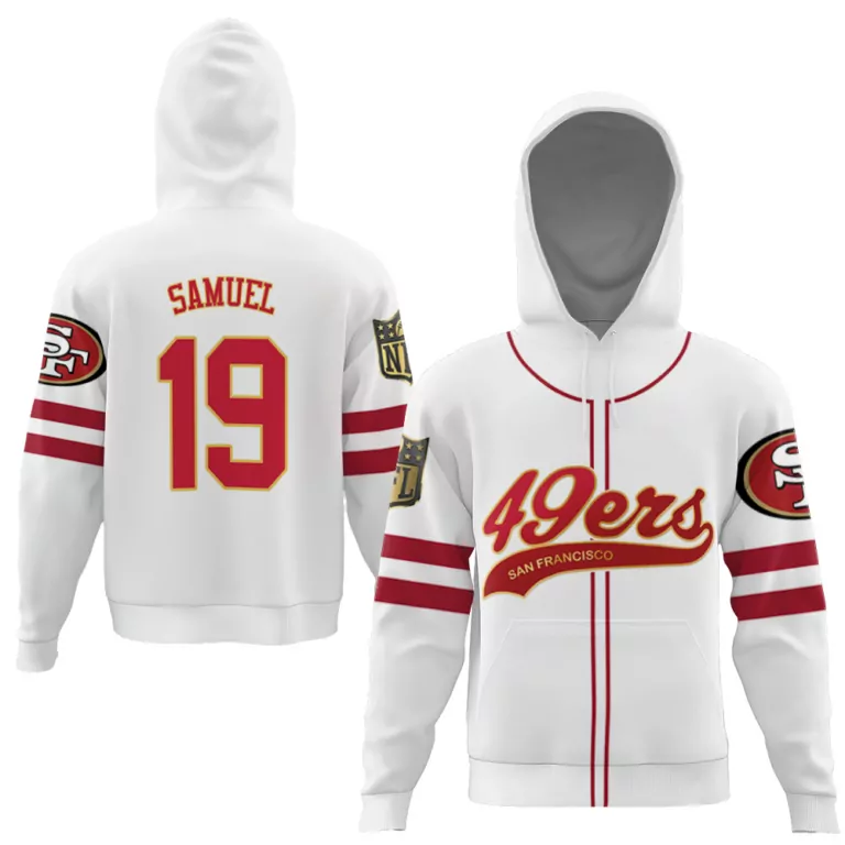 Deebo Samuel 19 Jersey White NFL San Francisco 49ers Men Hoodie Red Gold Cool Base