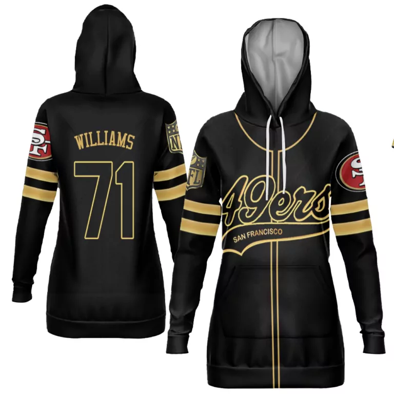 Williams 71 49ERS Jersey Black Women Hoodie Gold Cool Base Limited