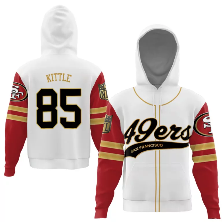 George Kittle 85 49ers Jersey White Men Hoodie Split Red Gold Cool Base Limited