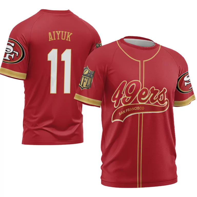 Brandon Aiyuk 11 49ers Jersey Red Men Split Design Gold Cool Base Limited