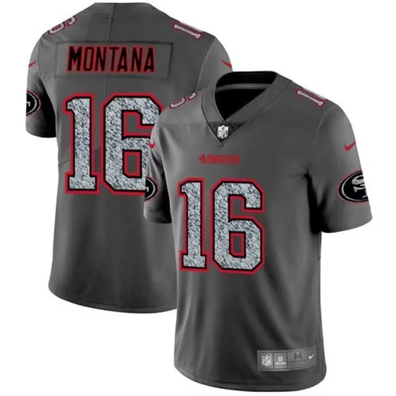 Joe Montana 16 49ers Jersey Gray Men Red White Limited