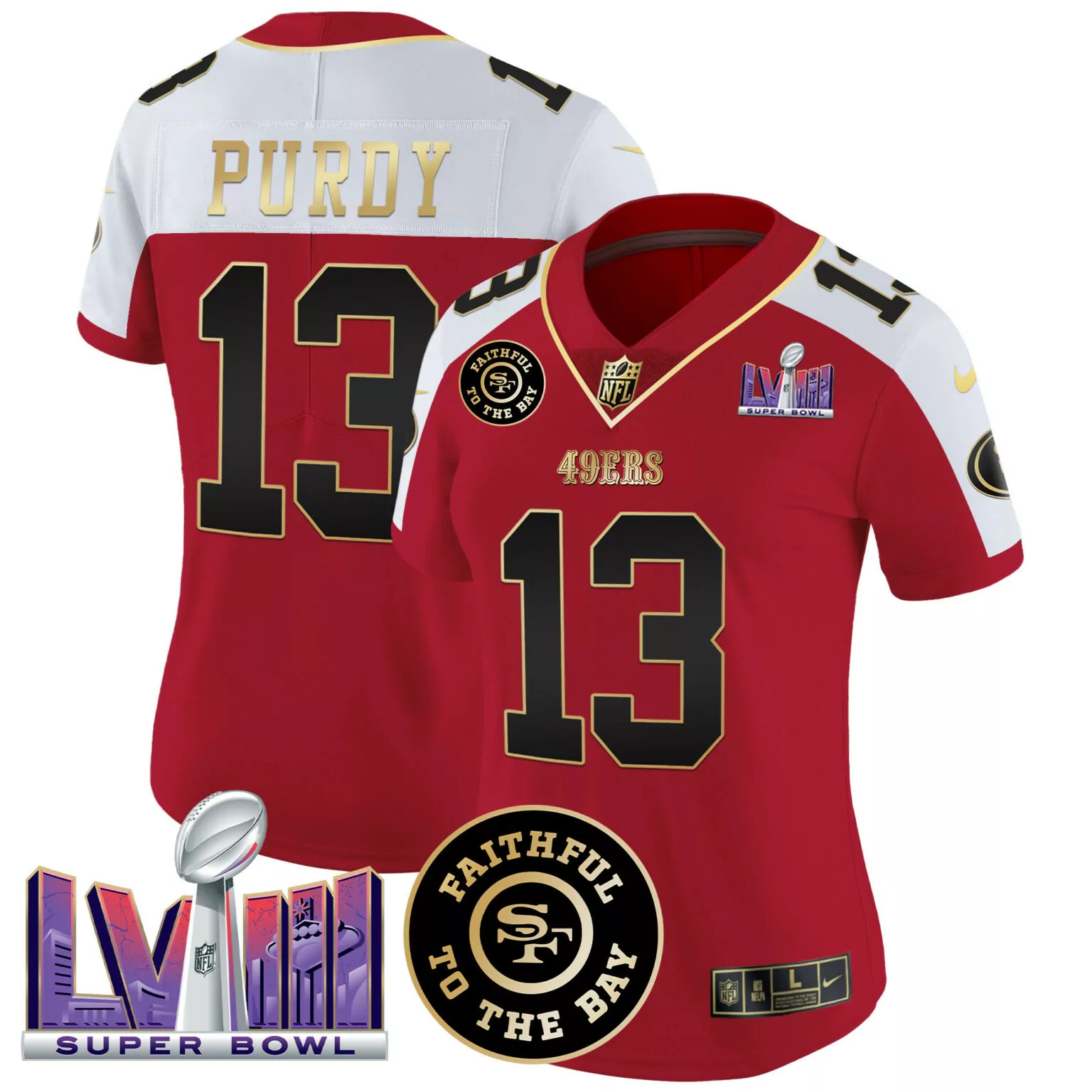 Brock Purdy 13 49ERS Jersey Red Super Bowl Lvii Faithful To Bay Men NFL White Black