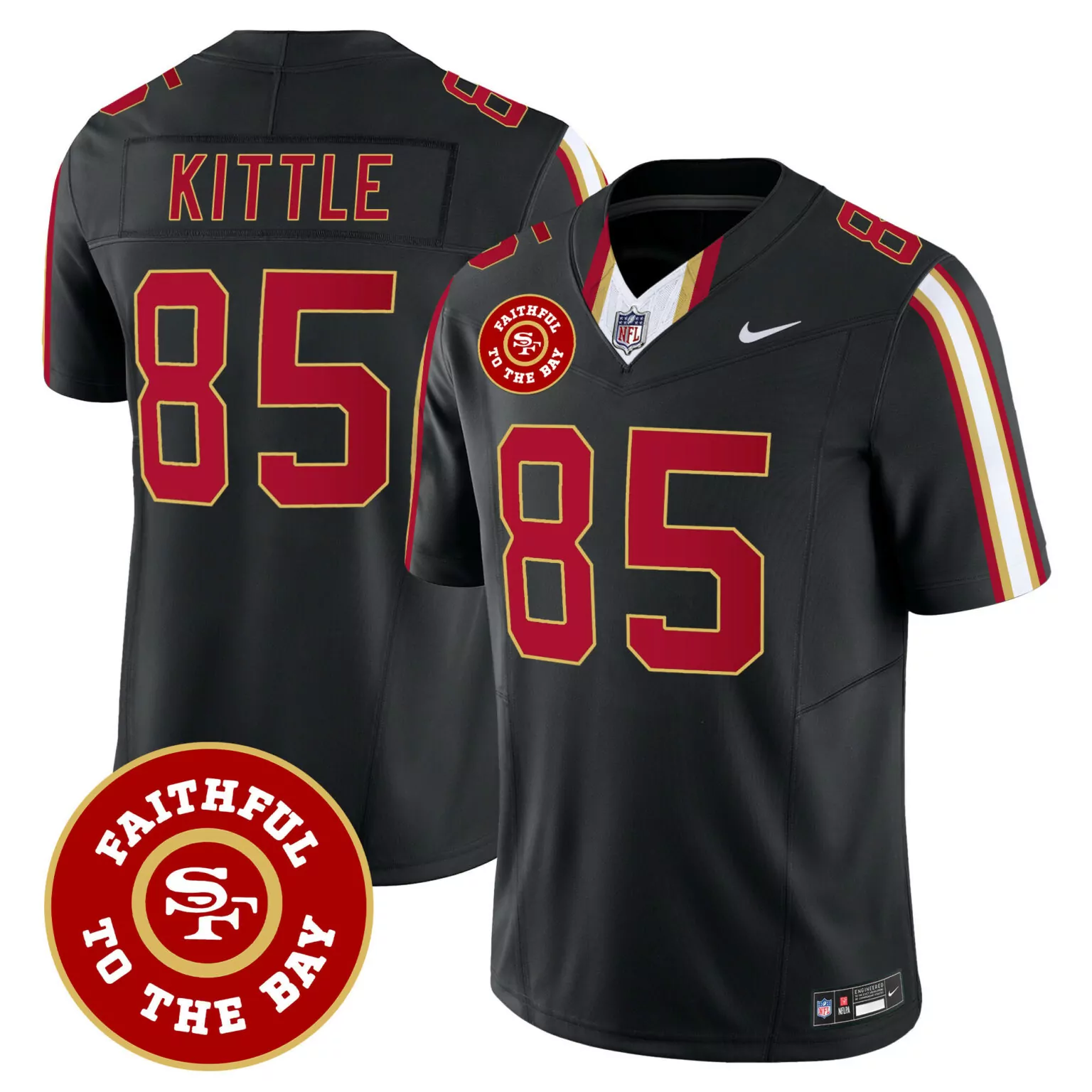George Kittle 85 Jersey Black San Francisco 49ers Faithful To Bay Men Alternate Red