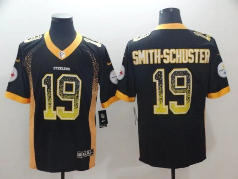 Juju Smith 19 Steelers Jersey Black Men Sports Yellow