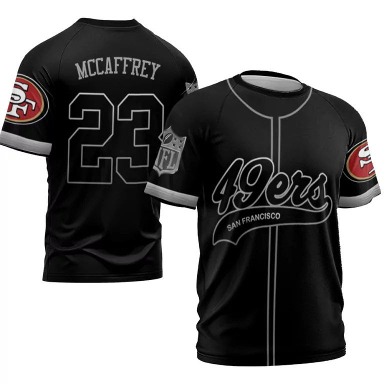 Christian Mccaffrey 23 49ers Jersey Black Silver White Cool Base Limited