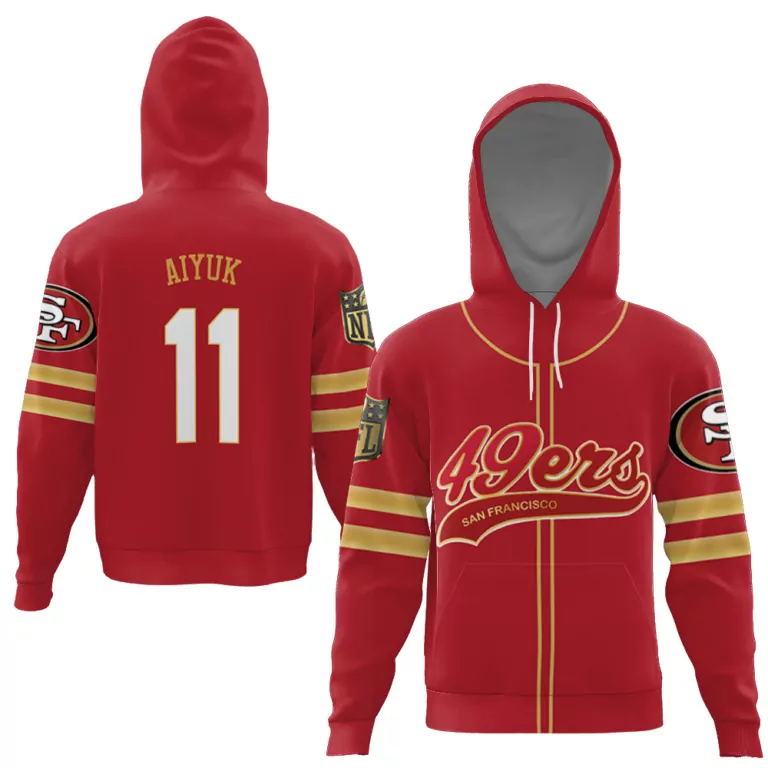 Brandon Aiyuk 11 49ers Jersey Red Men Hoodie Gold Cool Base Limited