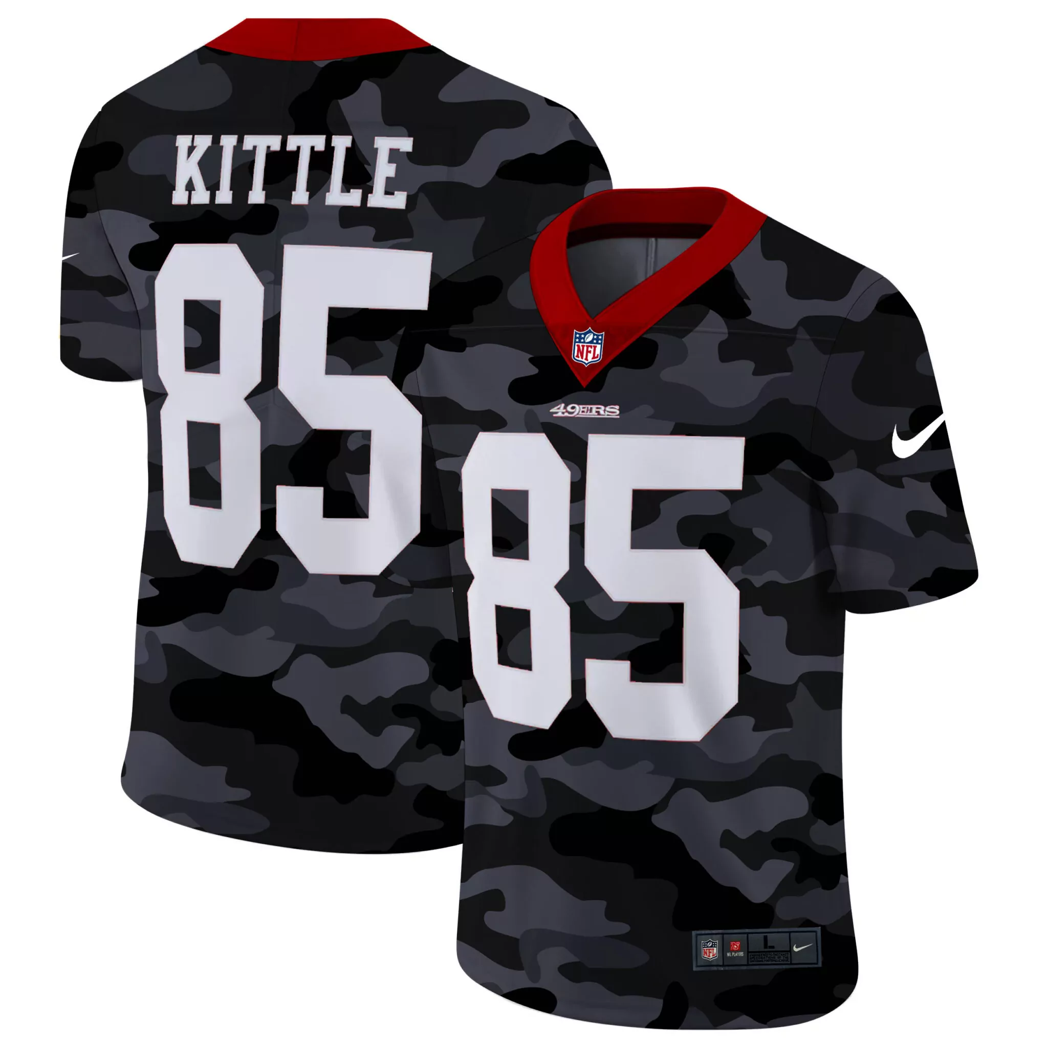 George Kittle 85 49ERS Jersey Black Men Camouflage Custom Design Grey Red Limited