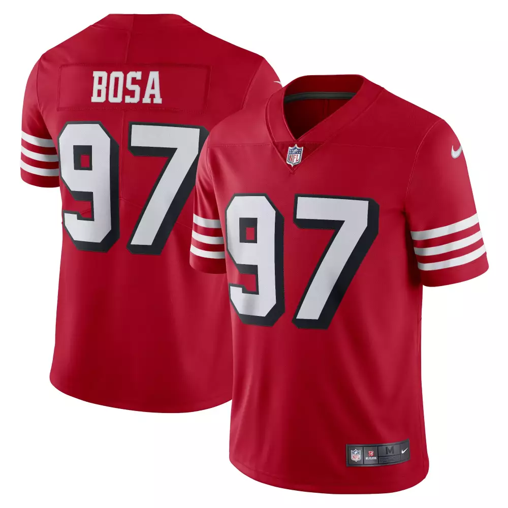 Nick Bosa 97 49ERS Jersey Red Men Short Sleeve White Black Alternate Vapor Limited