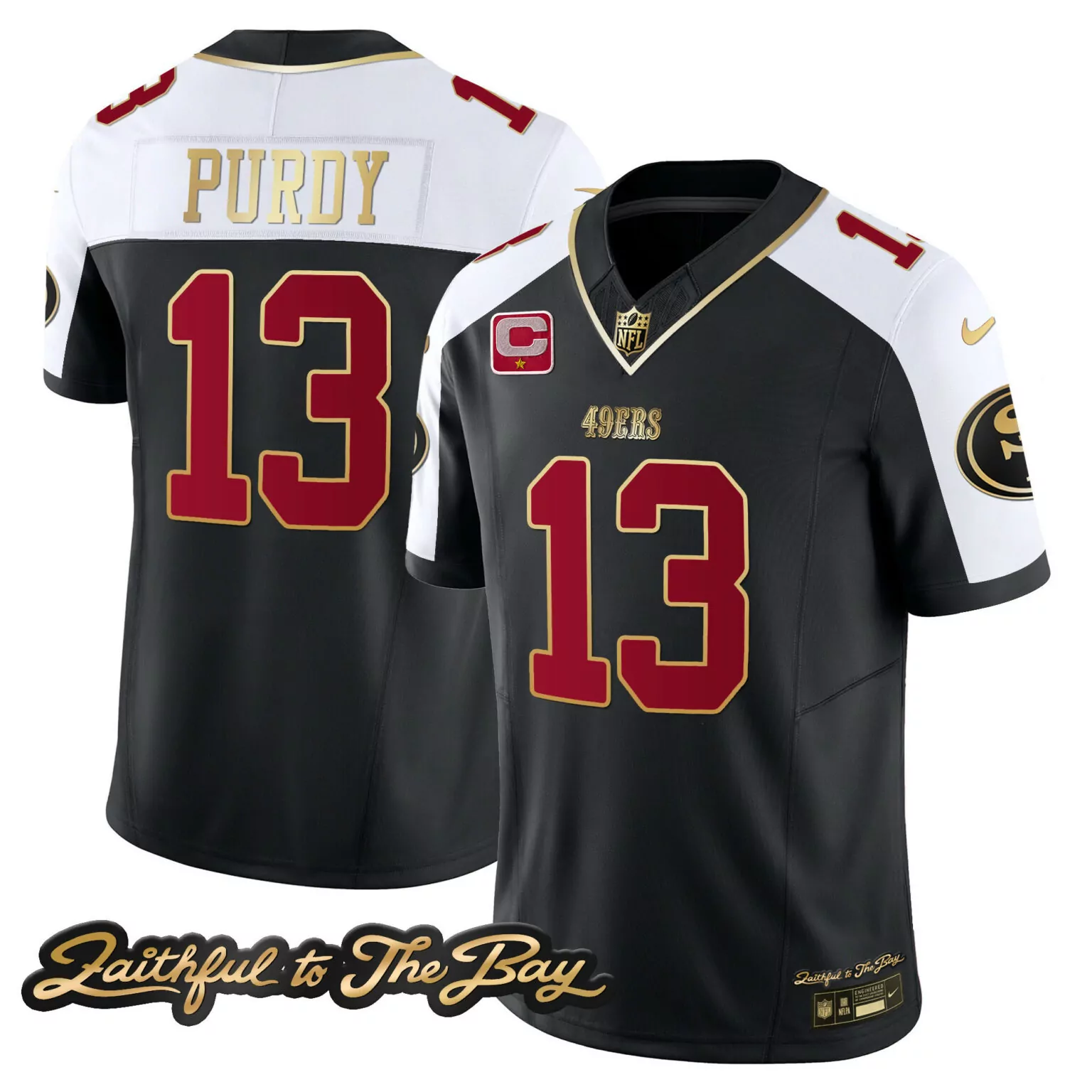 Brock Purdy 13 49ERS Jersey Black Faithful To The Bay 2023 Men NFL Alternate Split Design
