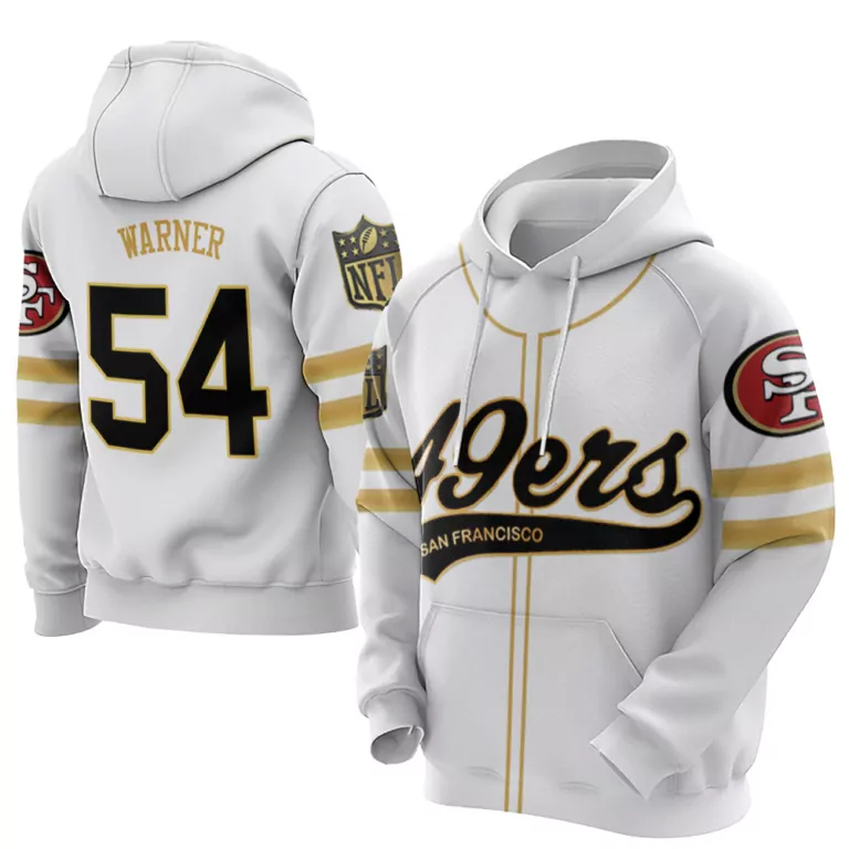 Fred Warner 54 Jersey White San Francisco 49ers Men Hoodie Gold Black Cool Base Limited