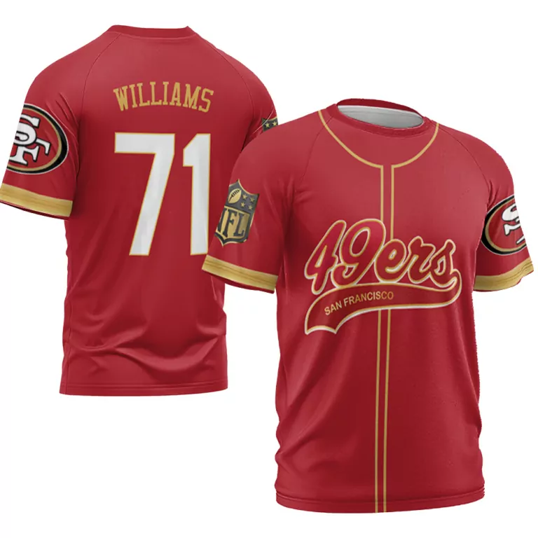 Williams 71 San Francisco 49ers Jersey Red Men Gold Cool Base Limited