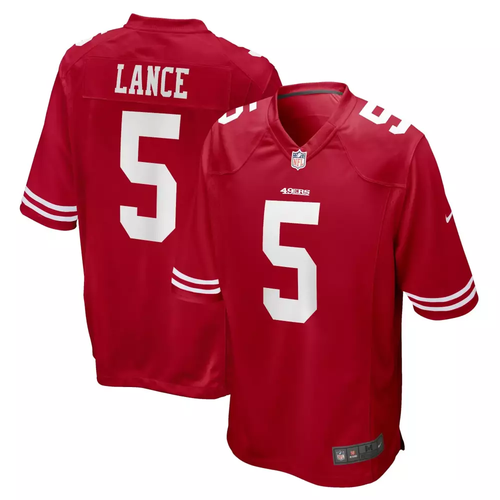 Trey Lance 5 49ERS Jersey Red Men Authentic White Game