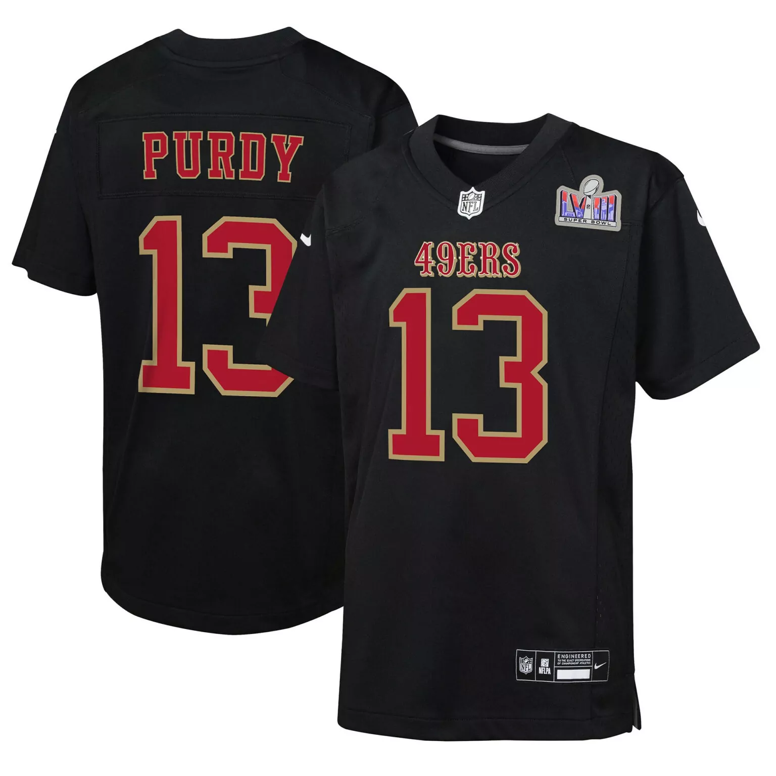 Brock Purdy 13 49ERS Jersey Black Super Bowl Lviii Men Red Gold Fashion