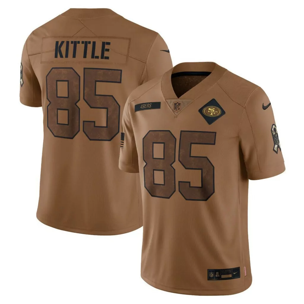 George Kittle 85 49ERS Jersey Brown Salute To Service San Francisco Diamond American Flag