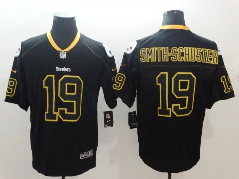 Juju Smith 19 Steelers Jersey Black Men Yellow Classic