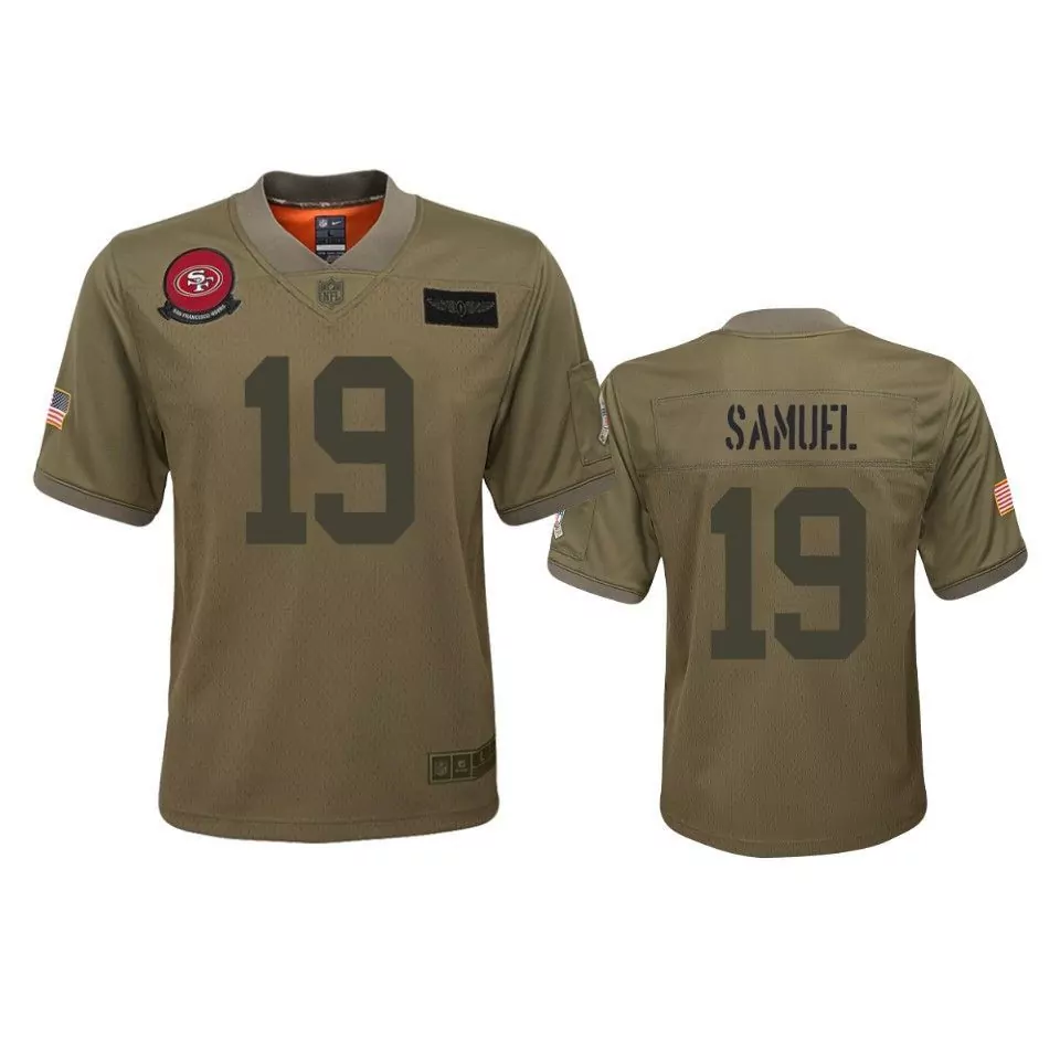Deebo Samuel 19 Jersey Olive Green Salute To Service San Francisco 49ers American Flag