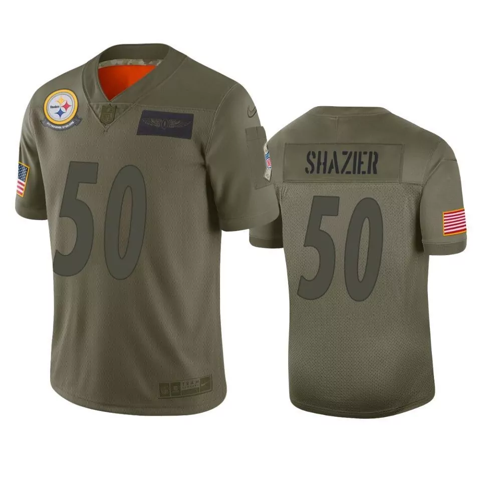 Ryan Shazier 50 Jersey Olive Green Salute To Service Pittsburgh Steelers American Flag