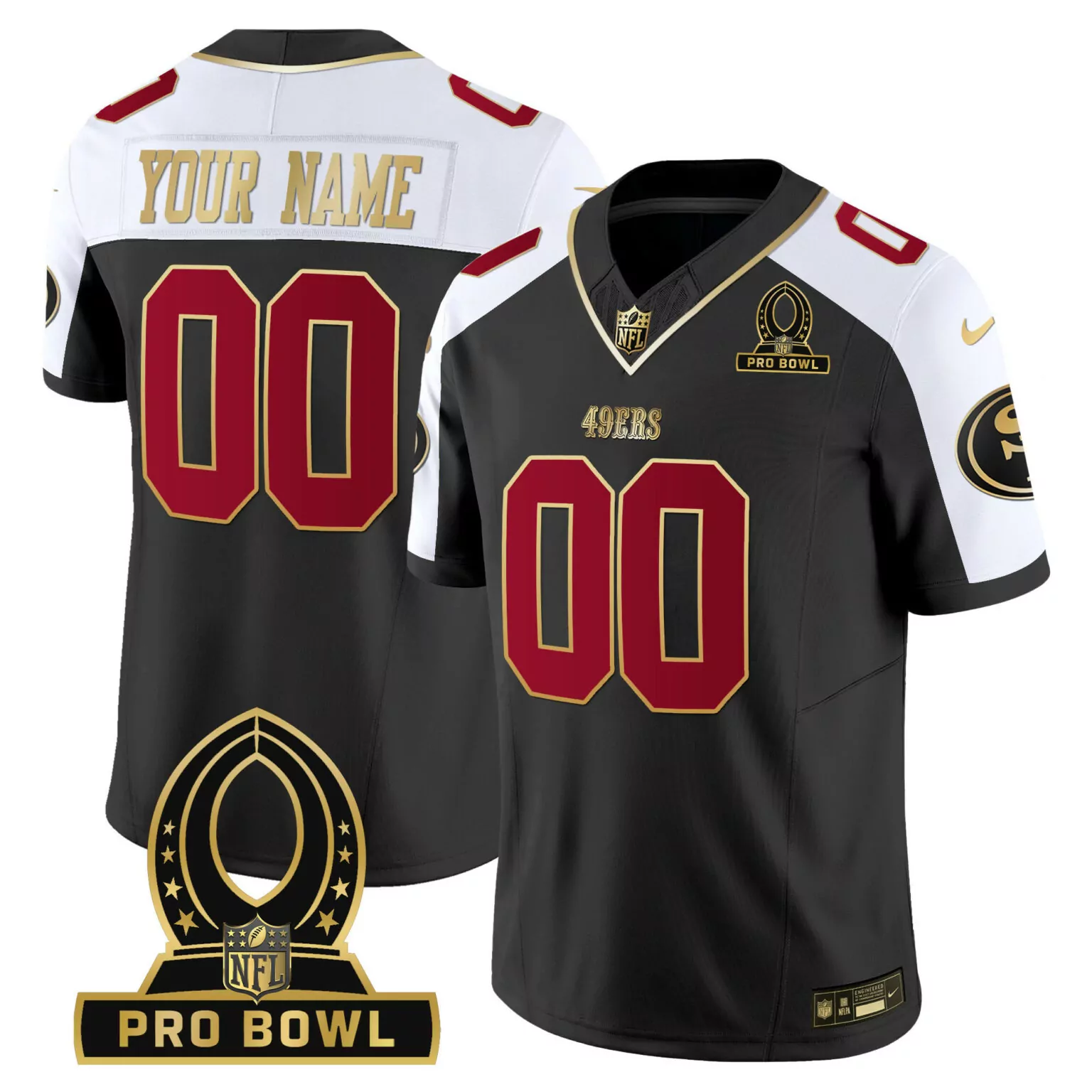 Custom 49ERS Jersey Black Pro Bowl Men White Maroon Alternate Vapor All Stitched