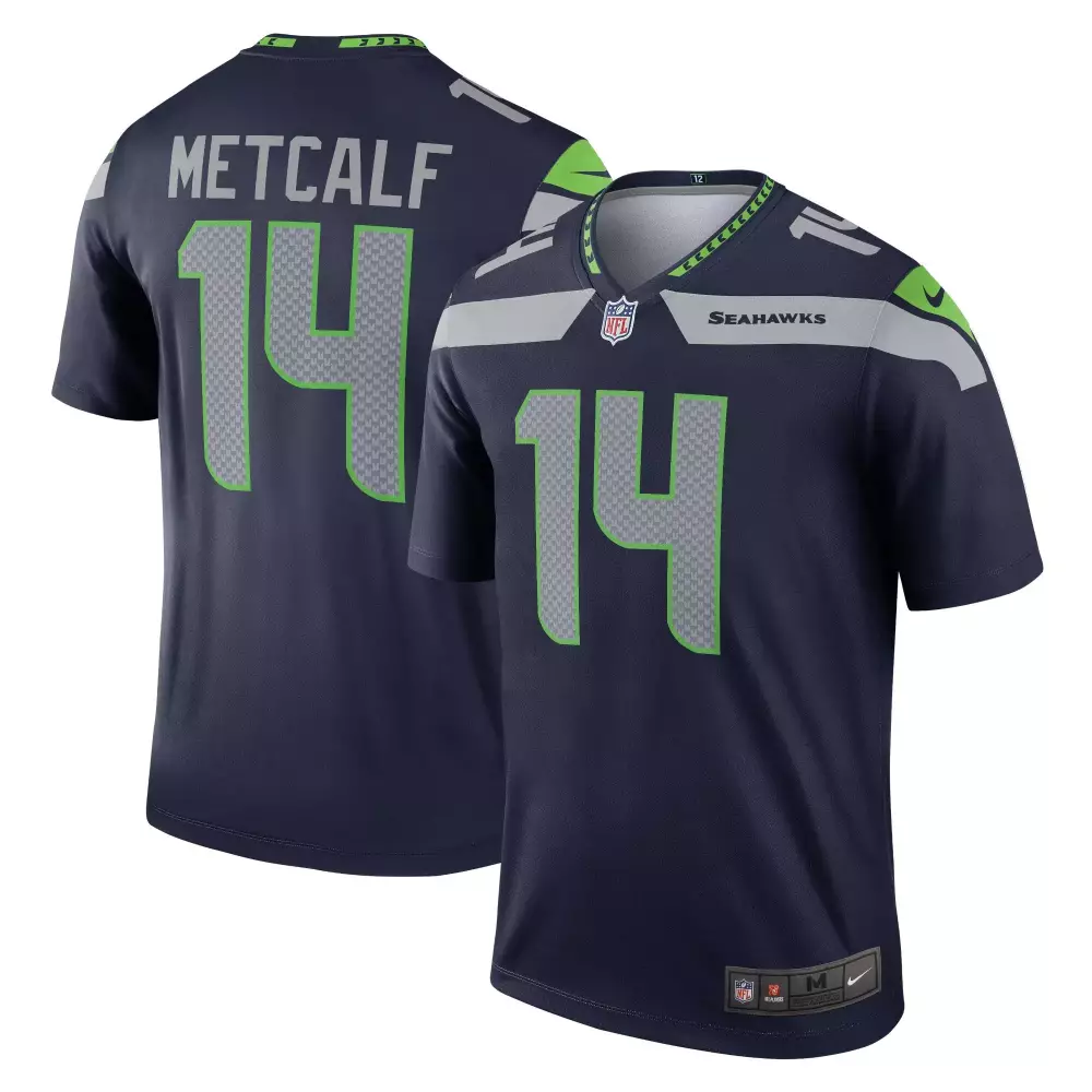 Dk Metcalf 14 Seahawks Jersey Navy Men Player Gray Lime Green