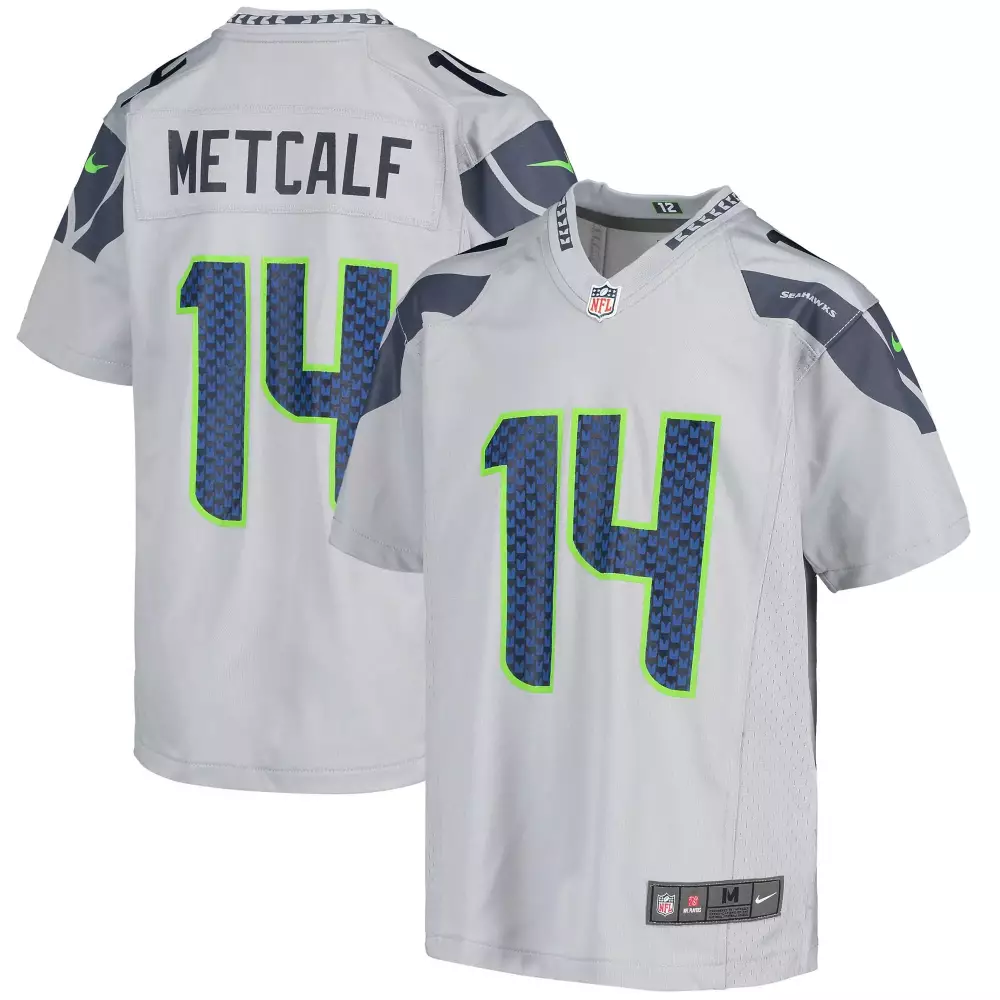 Dk Metcalf 14 Seattle Seahawks Jersey Gray Men Player Alternate Navy Blue Neon Green