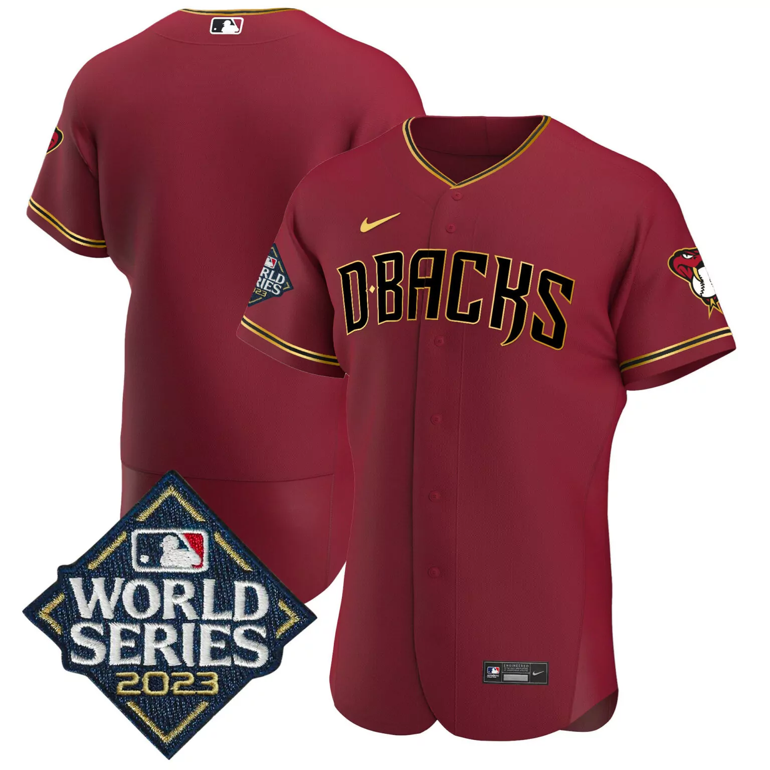 Crimson Arizona Diamondbacks Jersey Maroon World Series 2023 Men Gold All Stitched