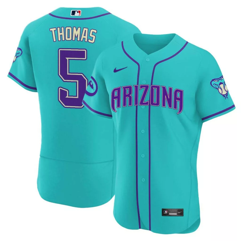 Alek Thomas 5 Arizona Jersey Teal Men Purple Flex All Stitched