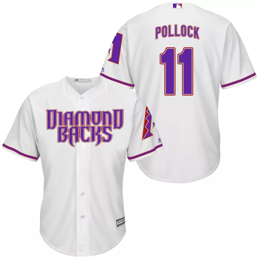 Aj Pollock 11 Jersey White Arizona Diamondbacks Majestic Men Purple Red Cool Base