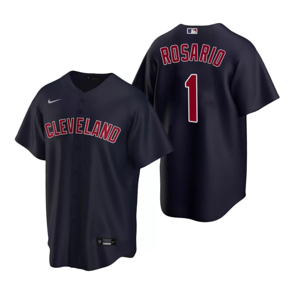 Amed Rosario 1 Jersey Navy Blue Cleveland Guardians Men Red Alternate