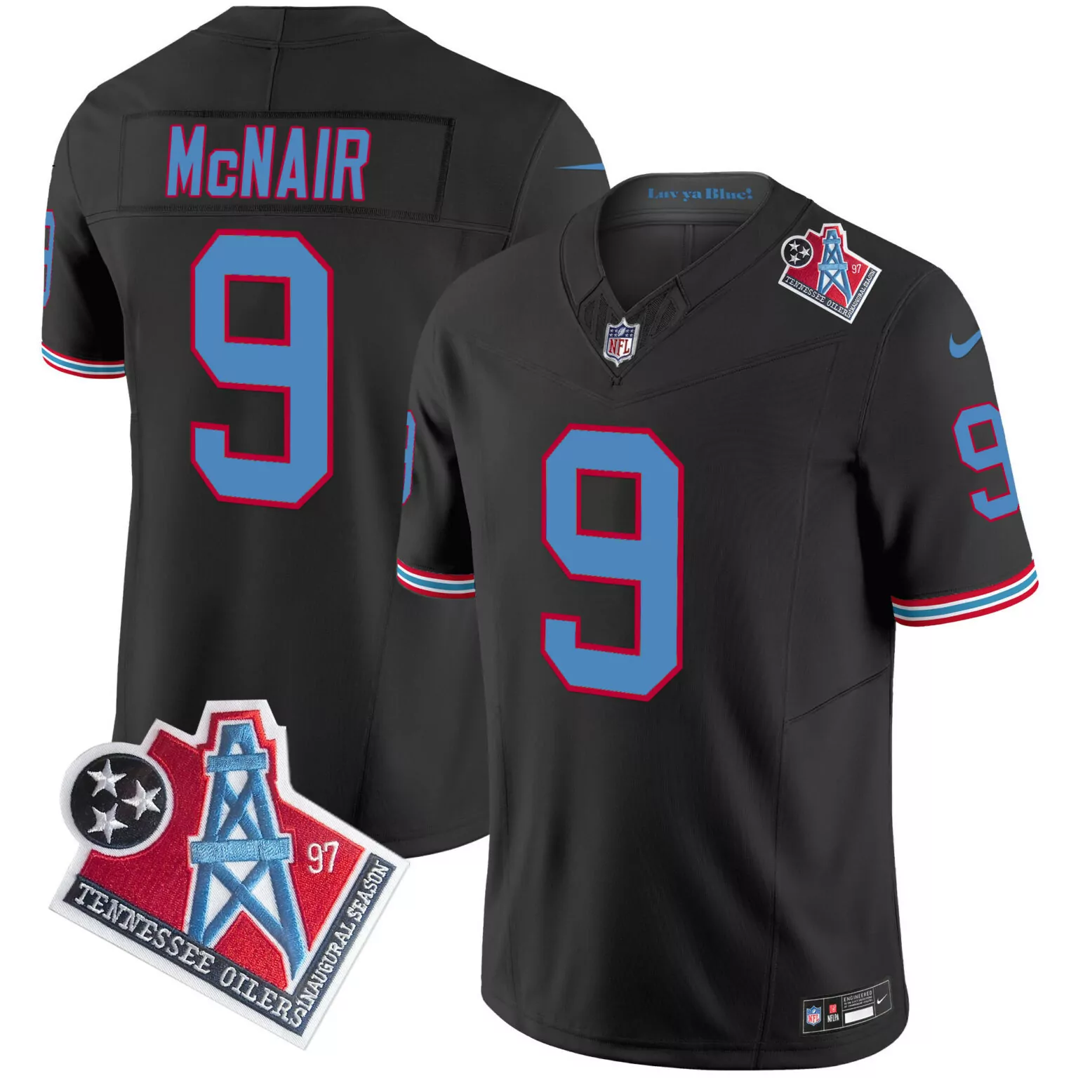 Steve Mcnair 9 Tennessee Titans Jersey Black Oilers Inaugural Season Men Throwback Design