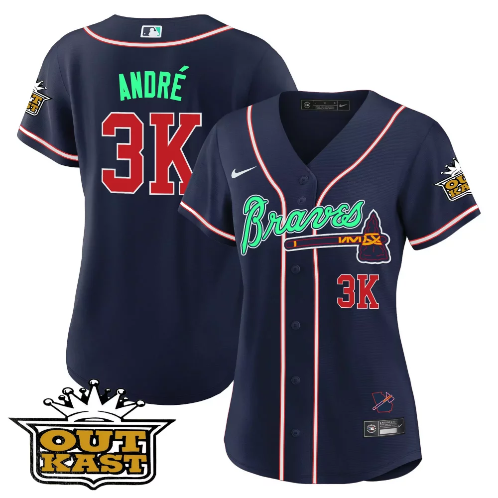 André 3 Braves Jersey Navy Outkast 2023 World Series Champions Men Red Green White