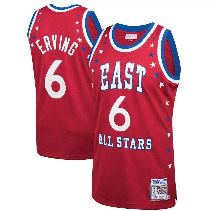 Julius Erving 6 East All Stars Jersey Red 1983 NBA All-star Game Hardwood Classics
