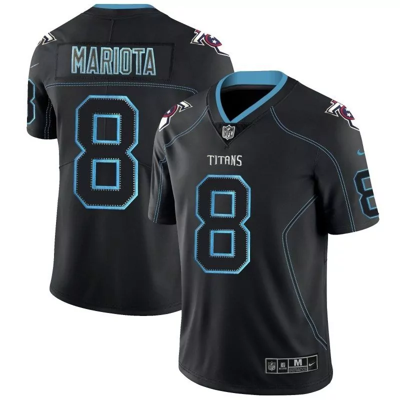 Marcus Mariota 8 Titans Jersey Black Men Nike Light Blue Classic