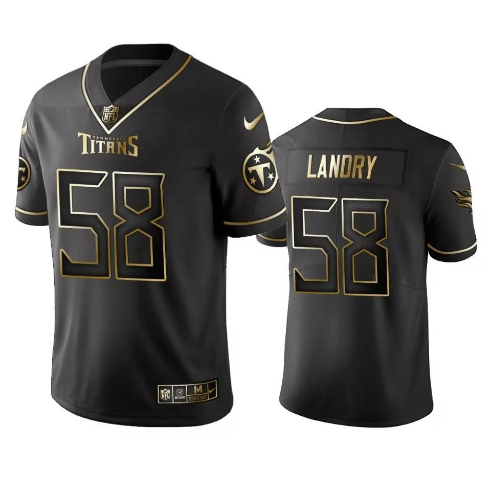 Jarvis Landry 58 Tennessee Titans Jersey Black Men Standard Gold Vapor Limited