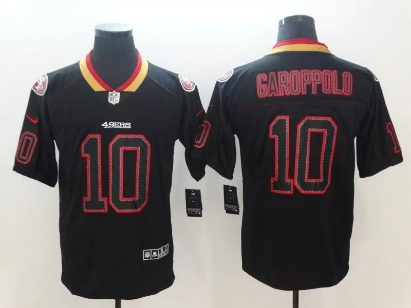 Jimmy Garoppolo 10 49ERS Jersey Black Men Red Gold Classic