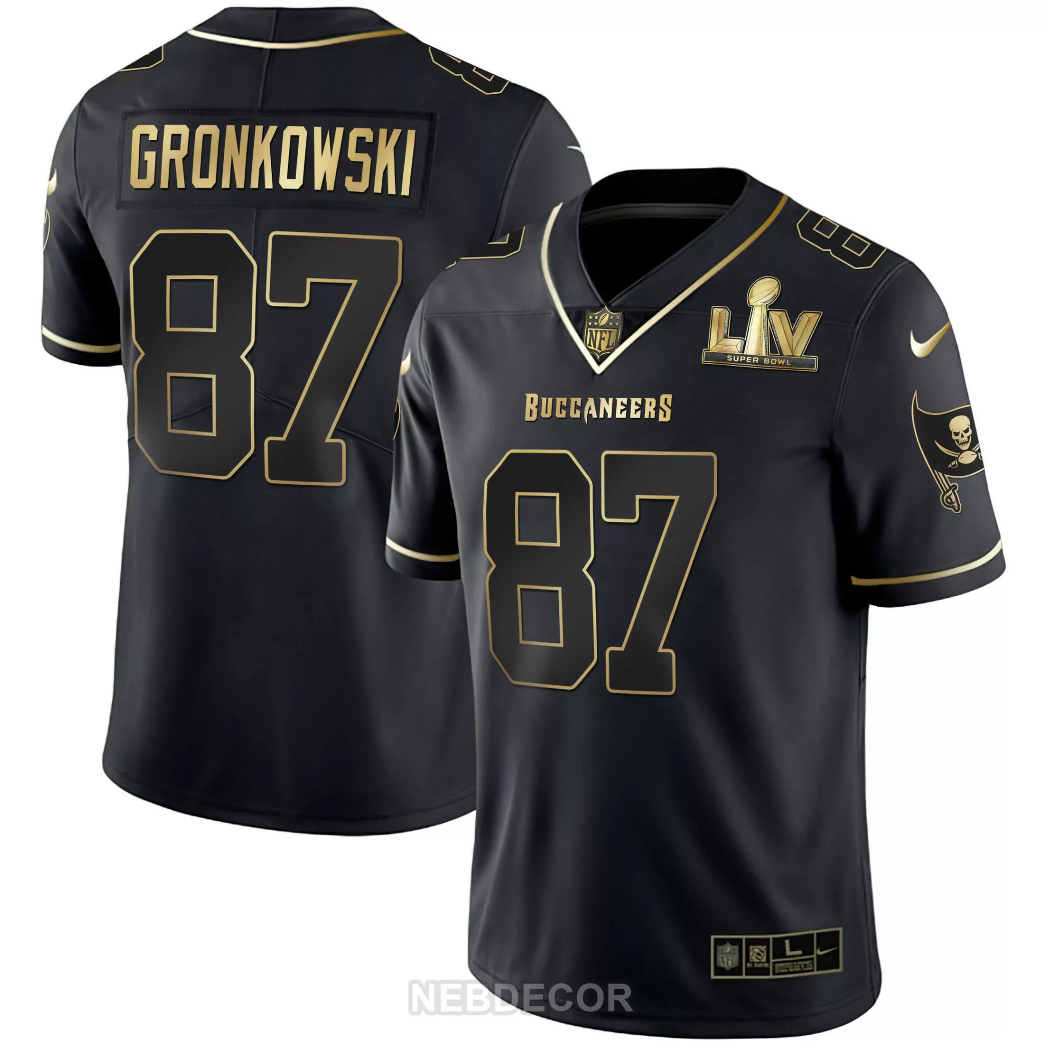 Rob Gronkowski 87 Buccaneers Jersey Black Super Bowl Liv Men Player Gold All Stitched