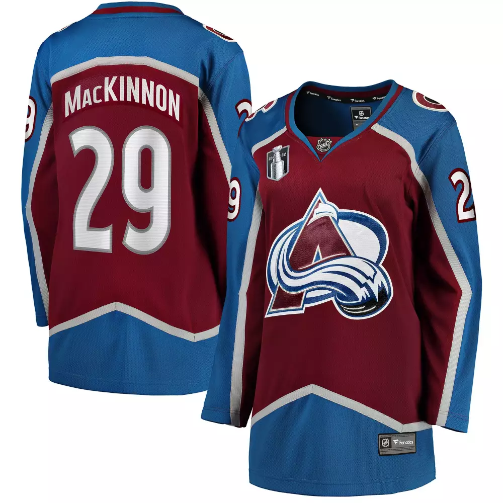 Nathan Mackinnon 29 Jersey Maroon Colorado Avalanche 2022 Stanley Cup Champions Men