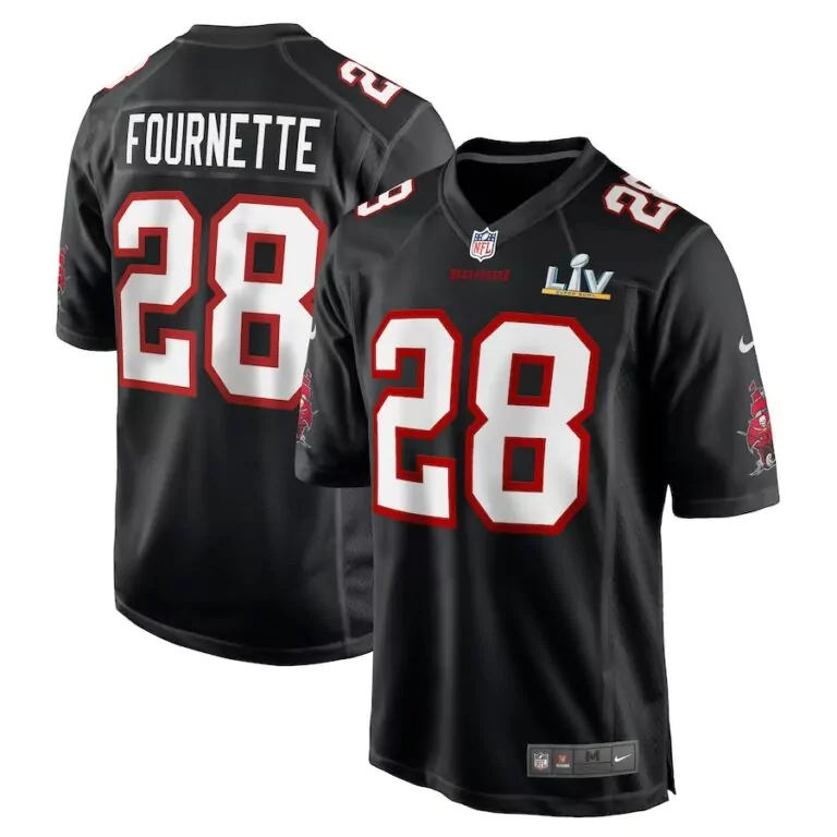 Leonard Fournette 28 Jersey Black Tampa Bay Buccaneers Super Bowl Lv Men Red White